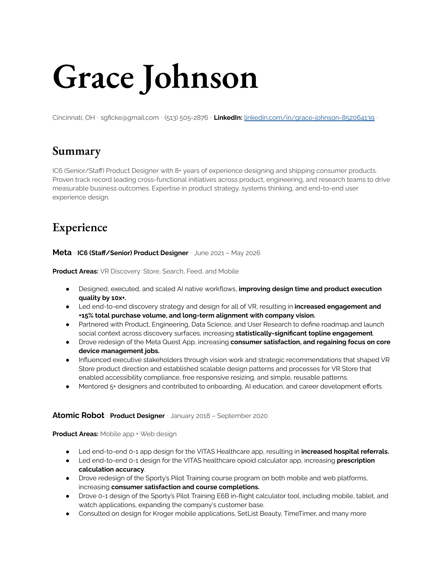 Grace Johnson Resume — Page 1